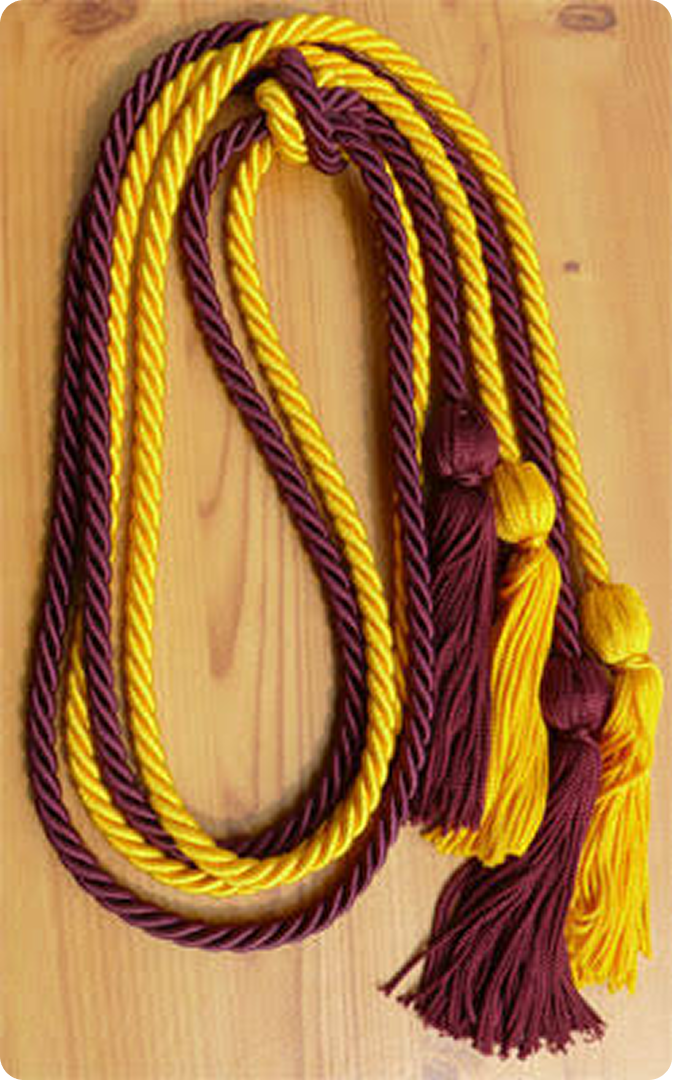 Graduation honor cords burgundy and gold