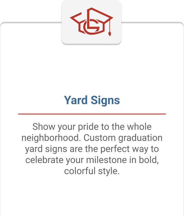 Graduation yard signs service card