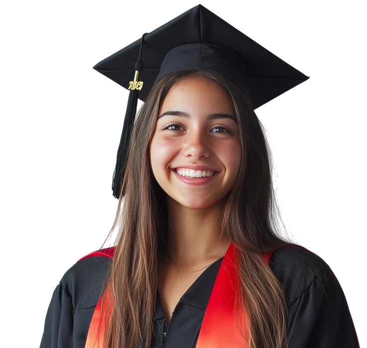 Smiling graduate wearing cap and gown